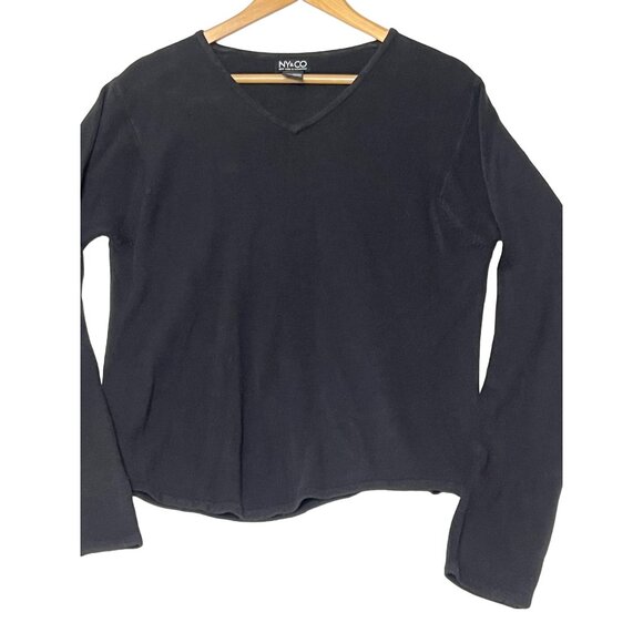NY & Co  Sweater Size XL Black Acrylic V-Neck Long Sleeve SOFT Goth - Picture 2 of 16